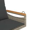  szürke polyrattan hintapad párnákkal 63 x 62 x 40 cm