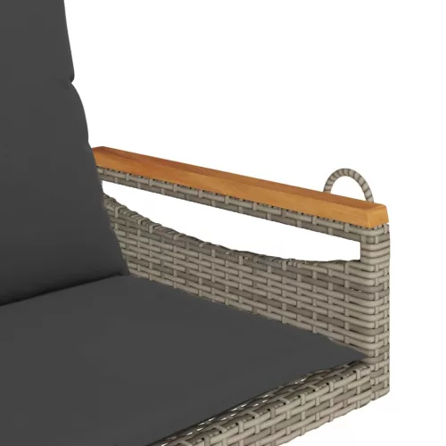 szürke polyrattan hintapad párnákkal 63 x 62 x 40 cm