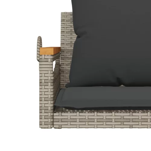  szürke polyrattan hintapad párnákkal 63 x 62 x 40 cm