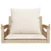  bézs polyrattan hintapad párnákkal 63 x 62 x 40 cm