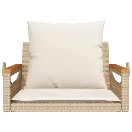  bézs polyrattan hintapad párnákkal 63 x 62 x 40 cm