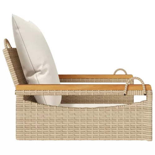  bézs polyrattan hintapad párnákkal 63 x 62 x 40 cm