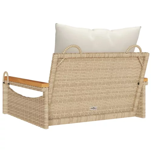  bézs polyrattan hintapad párnákkal 63 x 62 x 40 cm