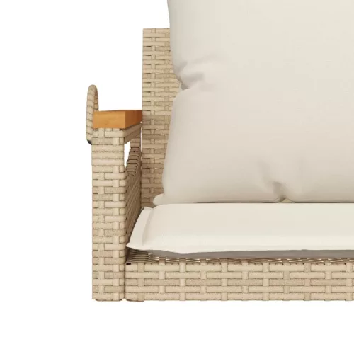  bézs polyrattan hintapad párnákkal 63 x 62 x 40 cm