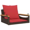 barna polyrattan hintapad párnákkal 63 x 62 x 40 cm