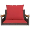  barna polyrattan hintapad párnákkal 63 x 62 x 40 cm