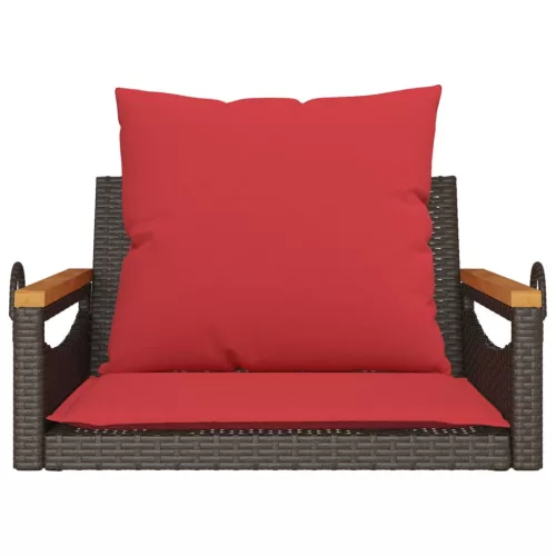  barna polyrattan hintapad párnákkal 63 x 62 x 40 cm