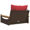  barna polyrattan hintapad párnákkal 63 x 62 x 40 cm