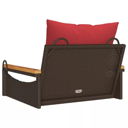  barna polyrattan hintapad párnákkal 63 x 62 x 40 cm