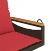  barna polyrattan hintapad párnákkal 63 x 62 x 40 cm