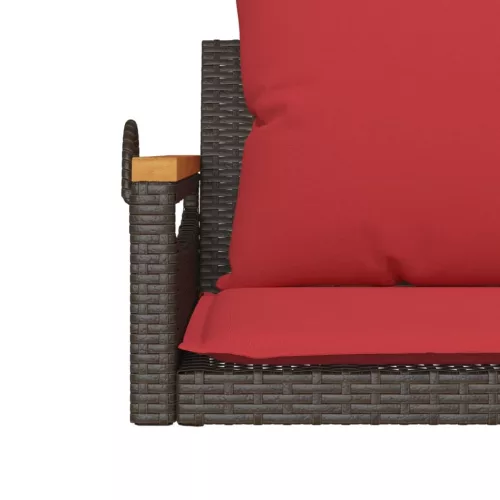  barna polyrattan hintapad párnákkal 63 x 62 x 40 cm