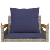  szürke polyrattan hintapad párnákkal 63 x 62 x 40 cm