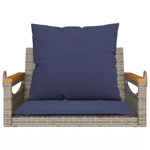  szürke polyrattan hintapad párnákkal 63 x 62 x 40 cm