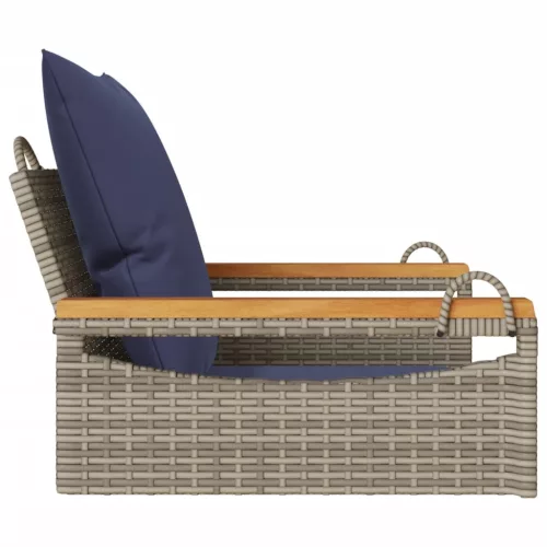  szürke polyrattan hintapad párnákkal 63 x 62 x 40 cm