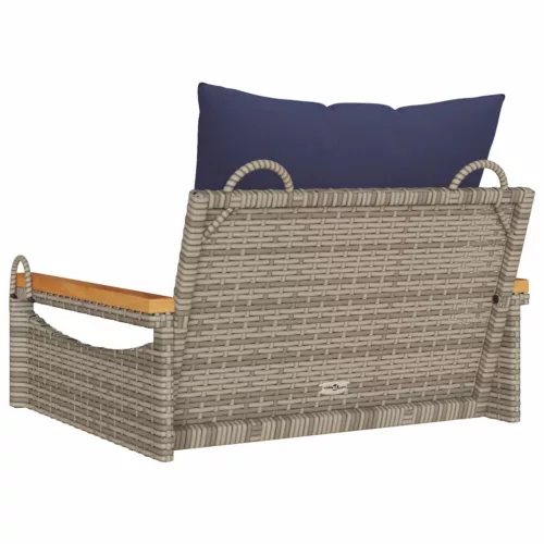  szürke polyrattan hintapad párnákkal 63 x 62 x 40 cm