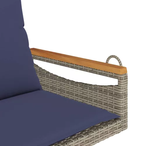  szürke polyrattan hintapad párnákkal 63 x 62 x 40 cm