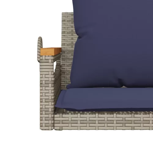  szürke polyrattan hintapad párnákkal 63 x 62 x 40 cm