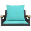  fekete polyrattan hintapad párnákkal 63 x 62 x 40 cm