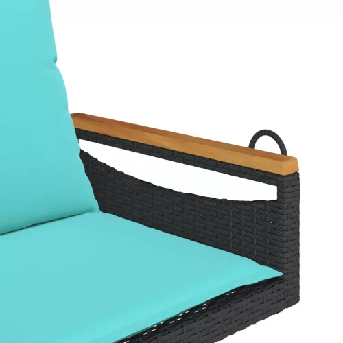  fekete polyrattan hintapad párnákkal 63 x 62 x 40 cm