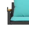  fekete polyrattan hintapad párnákkal 63 x 62 x 40 cm