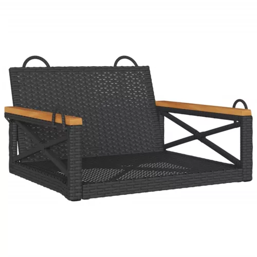 fekete polyrattan hintapad 63 x 62 x 40 cm