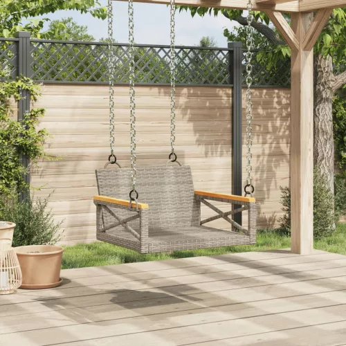  szürke polyrattan hintapad 63 x 62 x 40 cm