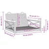  szürke polyrattan hintapad 63 x 62 x 40 cm