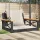  fekete polyrattan hintapad párnákkal 63 x 62 x 40 cm