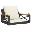  fekete polyrattan hintapad párnákkal 63 x 62 x 40 cm