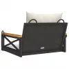  fekete polyrattan hintapad párnákkal 63 x 62 x 40 cm