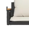  fekete polyrattan hintapad párnákkal 63 x 62 x 40 cm
