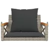 szürke polyrattan hintapad párnákkal 63 x 62 x 40 cm