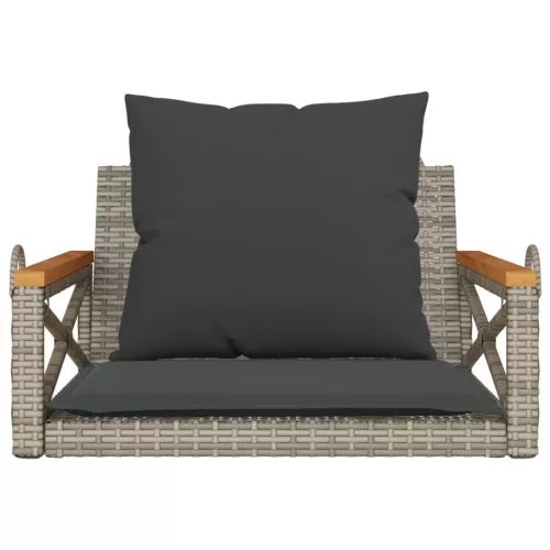  szürke polyrattan hintapad párnákkal 63 x 62 x 40 cm