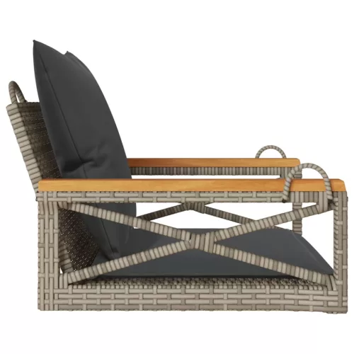  szürke polyrattan hintapad párnákkal 63 x 62 x 40 cm