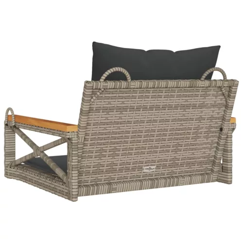  szürke polyrattan hintapad párnákkal 63 x 62 x 40 cm