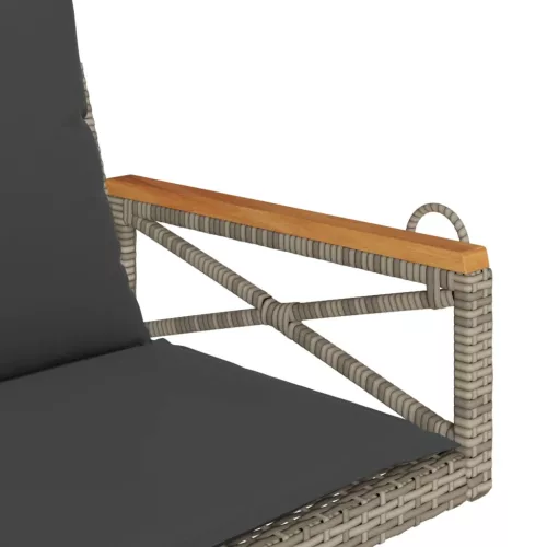  szürke polyrattan hintapad párnákkal 63 x 62 x 40 cm