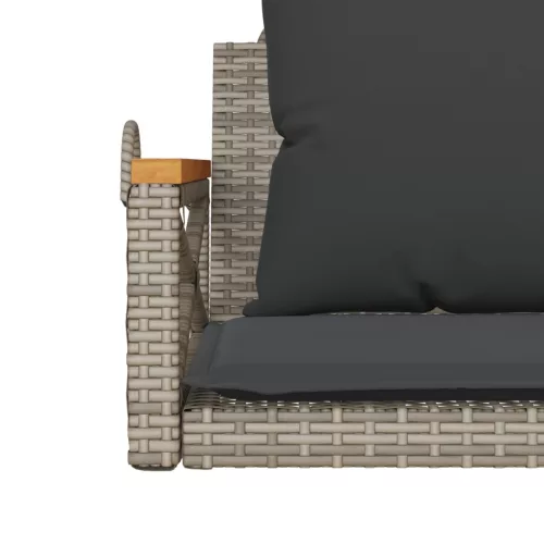  szürke polyrattan hintapad párnákkal 63 x 62 x 40 cm
