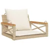  bézs polyrattan hintapad párnákkal 63 x 62 x 40 cm