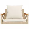  bézs polyrattan hintapad párnákkal 63 x 62 x 40 cm
