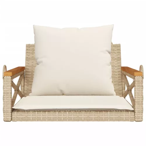  bézs polyrattan hintapad párnákkal 63 x 62 x 40 cm