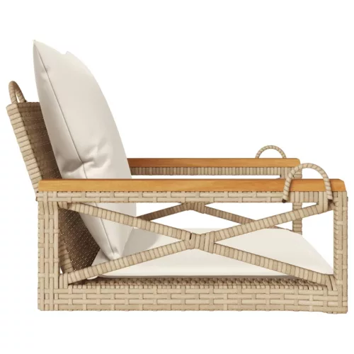  bézs polyrattan hintapad párnákkal 63 x 62 x 40 cm
