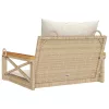  bézs polyrattan hintapad párnákkal 63 x 62 x 40 cm