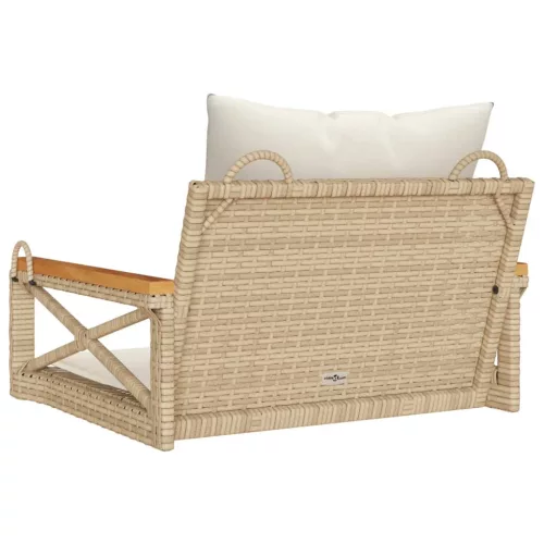  bézs polyrattan hintapad párnákkal 63 x 62 x 40 cm