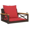  barna polyrattan hintapad párnákkal 63 x 62 x 40 cm