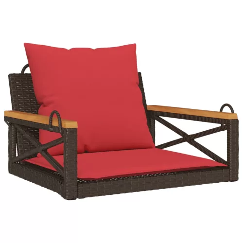  barna polyrattan hintapad párnákkal 63 x 62 x 40 cm