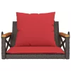  barna polyrattan hintapad párnákkal 63 x 62 x 40 cm