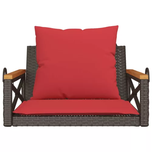  barna polyrattan hintapad párnákkal 63 x 62 x 40 cm