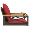  barna polyrattan hintapad párnákkal 63 x 62 x 40 cm