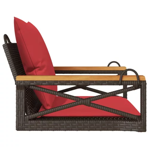  barna polyrattan hintapad párnákkal 63 x 62 x 40 cm