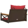  barna polyrattan hintapad párnákkal 63 x 62 x 40 cm